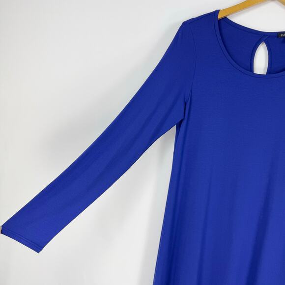 Eileen Fisher Womens Stretch Knit Keyhole Back Shift Swing Dress Small Blue - Picture 5 of 12